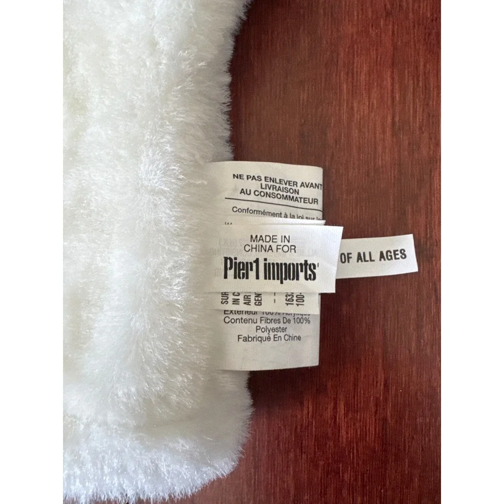 Pier 1 Imports White Polar Bear Hand Puppet Plush Faux Fur Toy 8 Inch